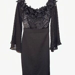 Valentine Lace Floral Top Black Dress